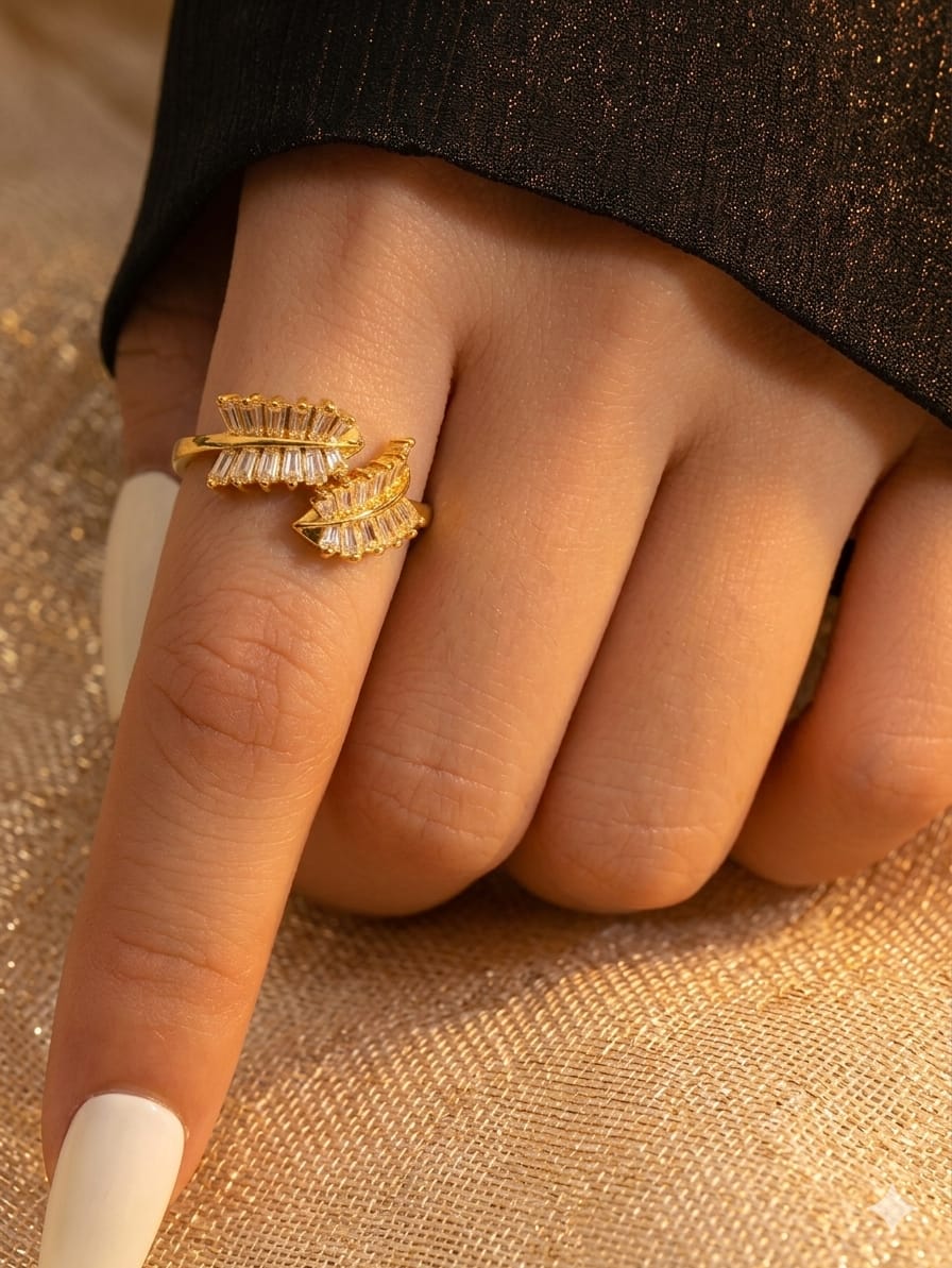 Elegant Leaf Wrap Ring