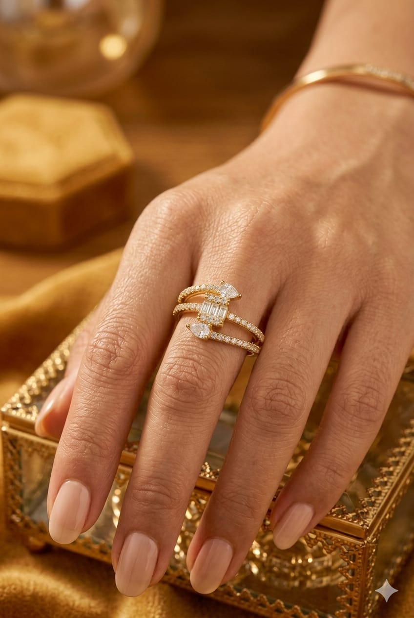 Geometric Luxe Diamond Ring