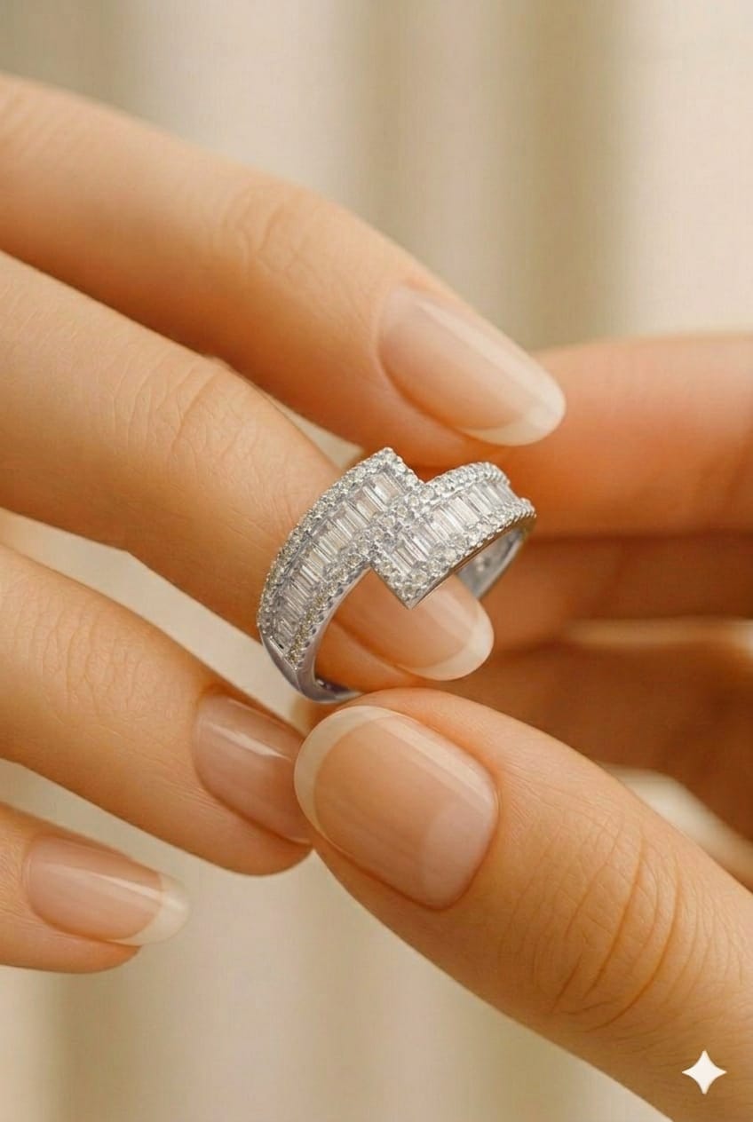 Infinity Baguette Diamond Ring (Silver)