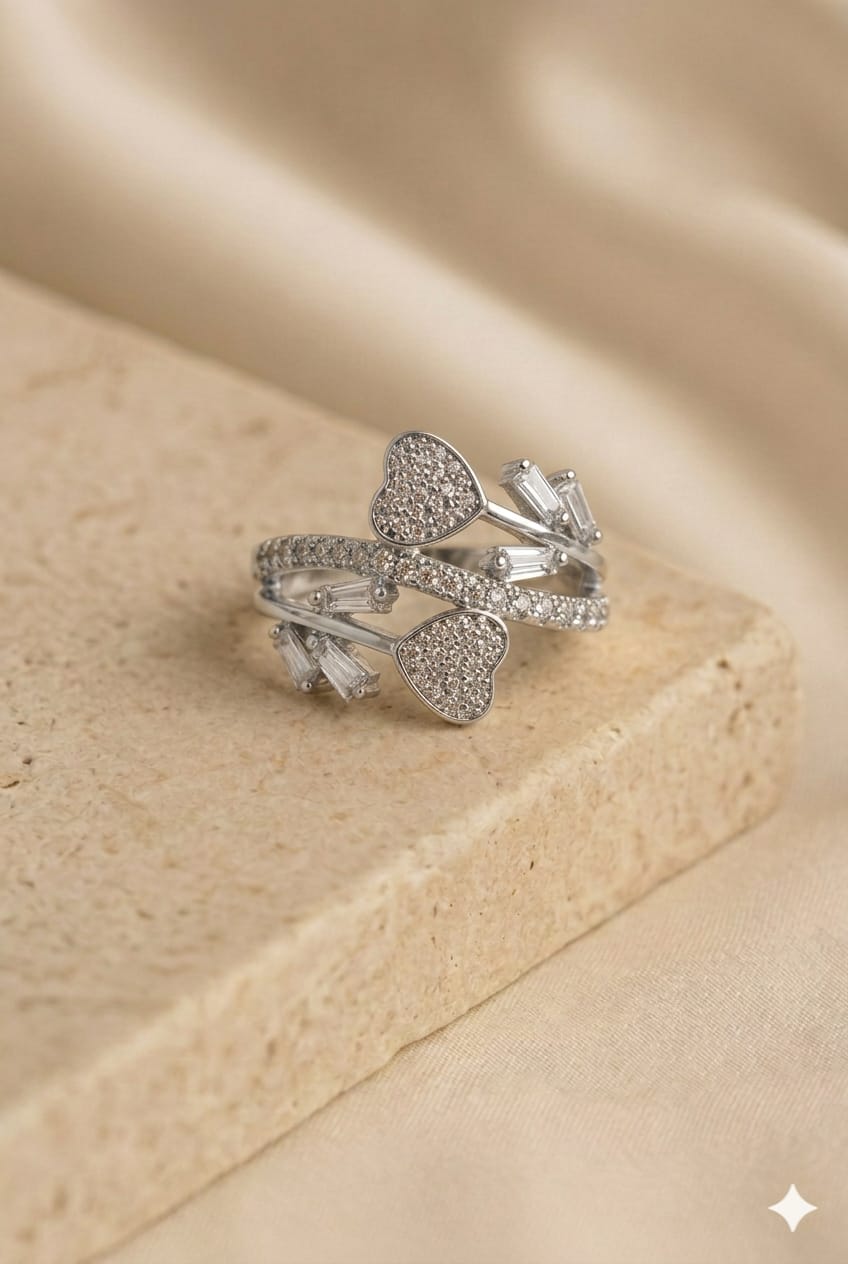 Elegant Heart Wrap Ring (Silver)