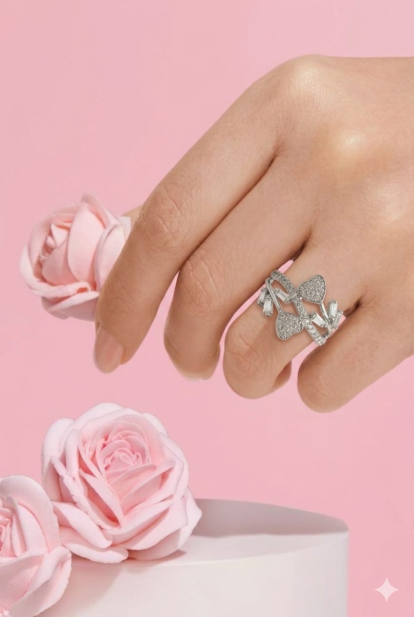 Elegant Heart Wrap Ring (Silver)
