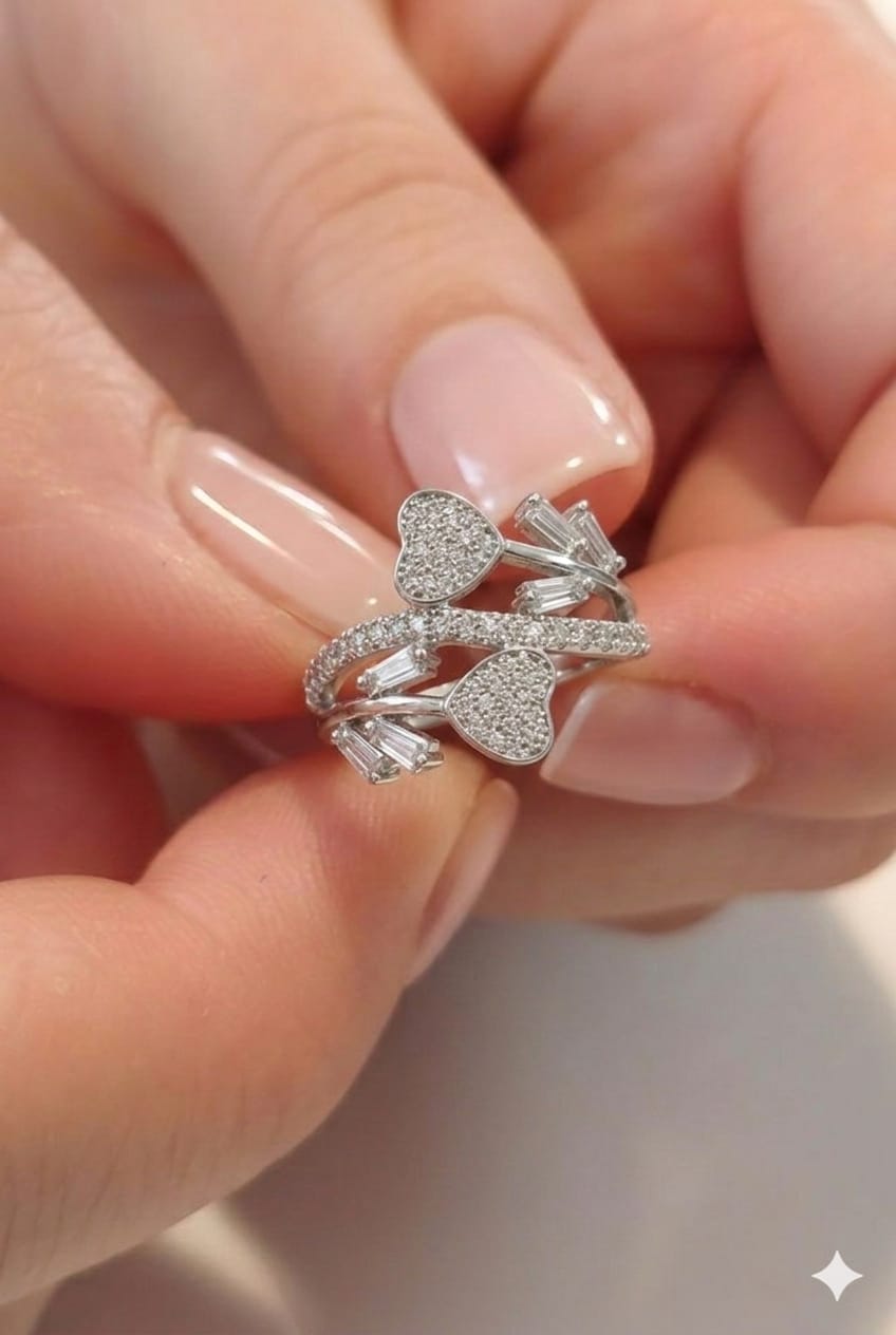 Elegant Heart Wrap Ring (Silver)