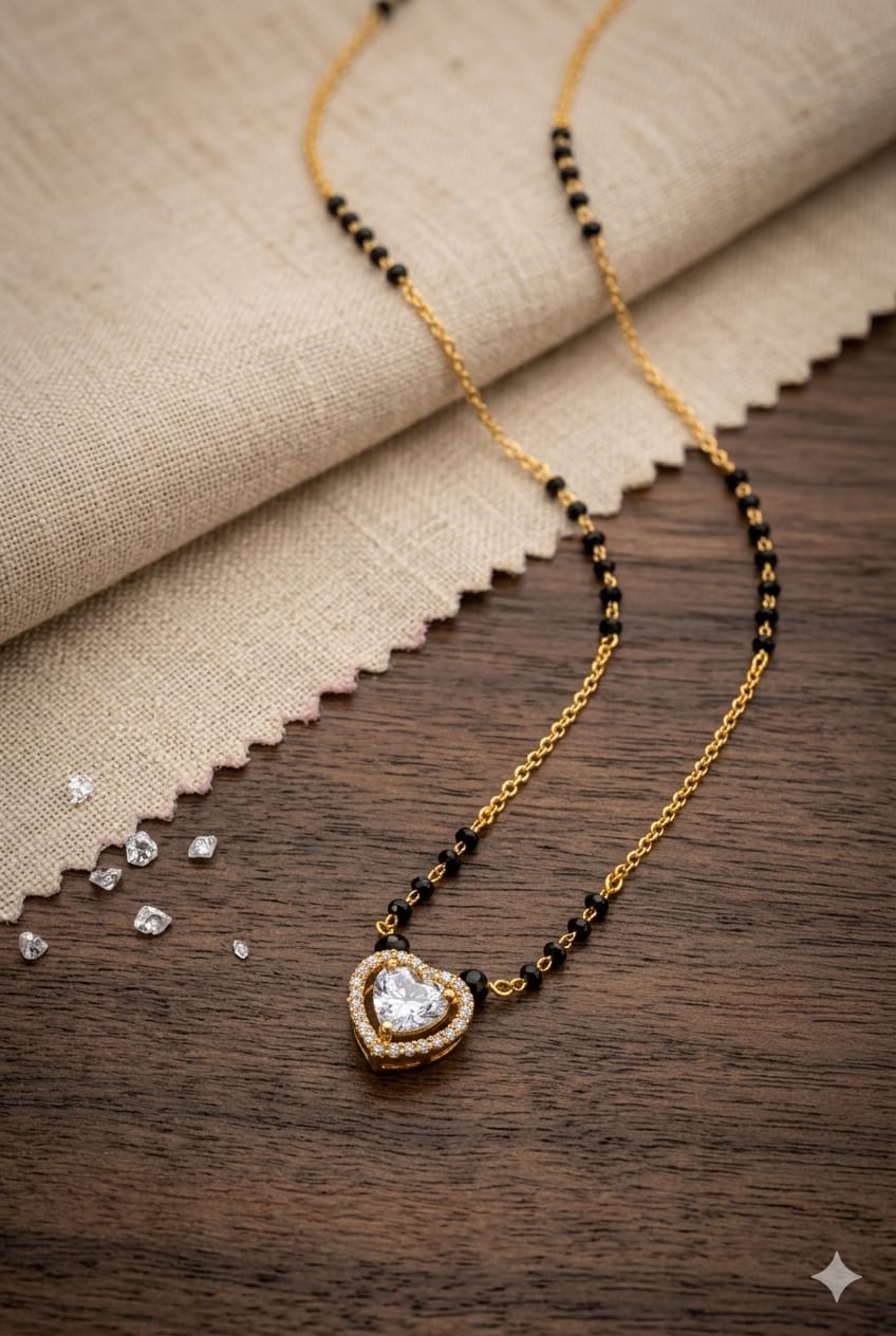 Heart Pendant Mangalsutra Necklace