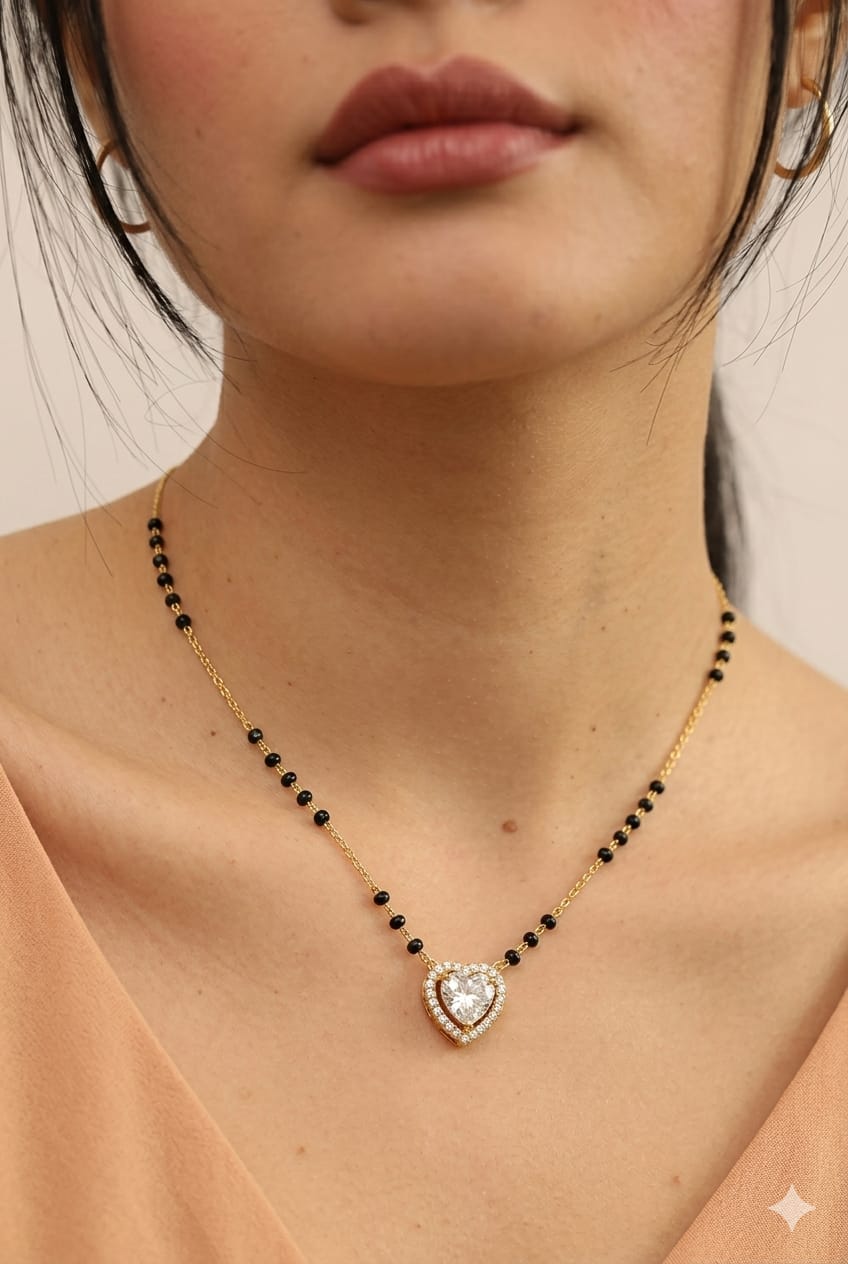 Heart Pendant Mangalsutra Necklace