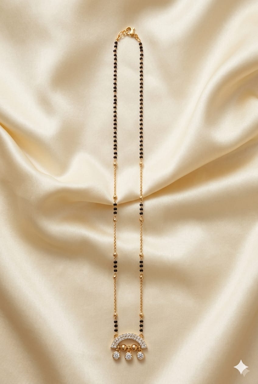 Curved Diamond Drop Mangalsutra Necklace