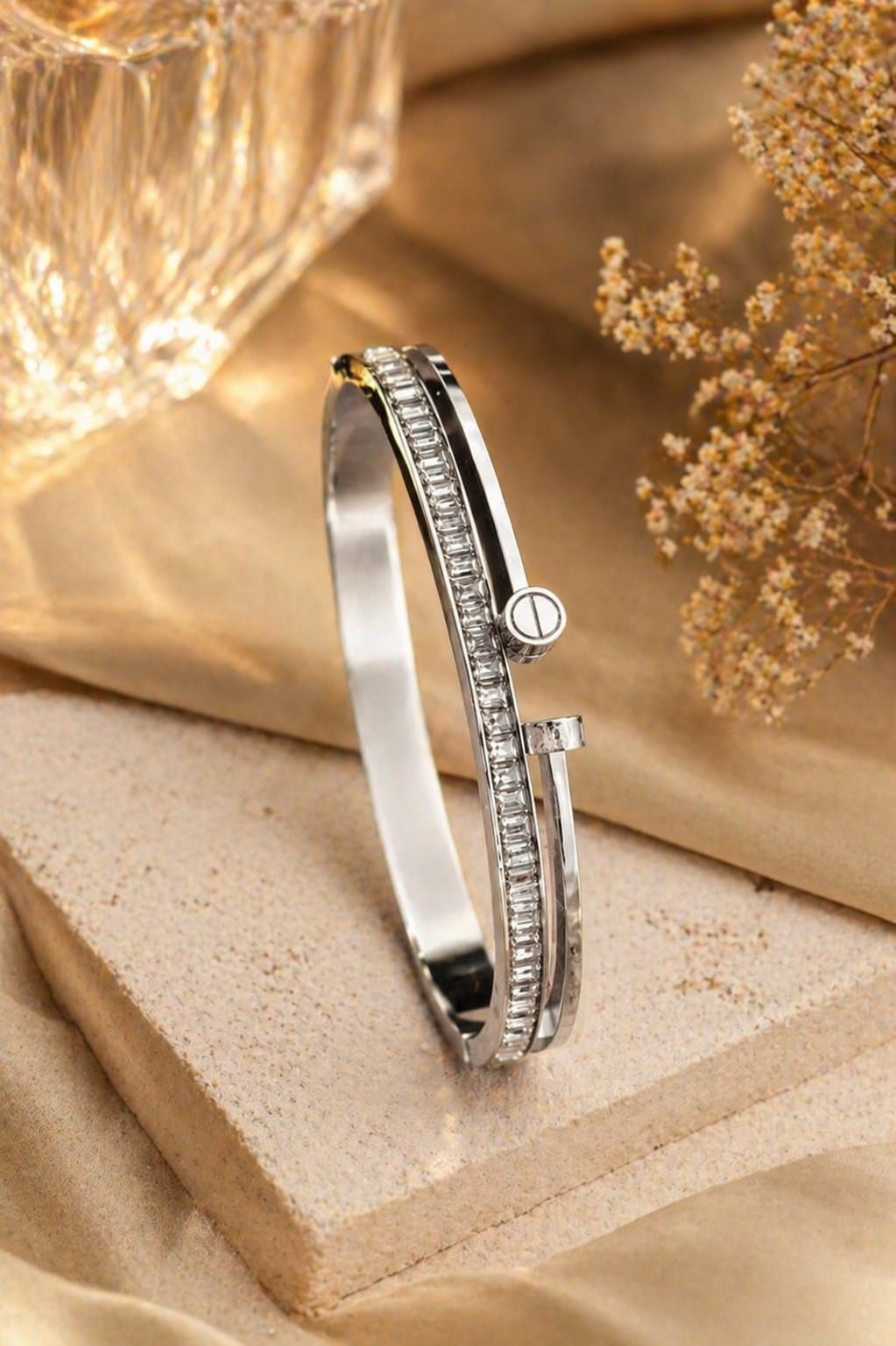 Crystal Nail Bracelet (Silver)