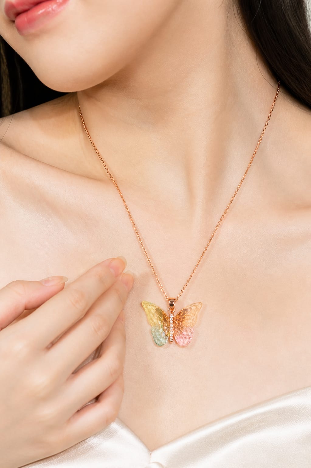 Butterfly Crystal Pendant Necklace