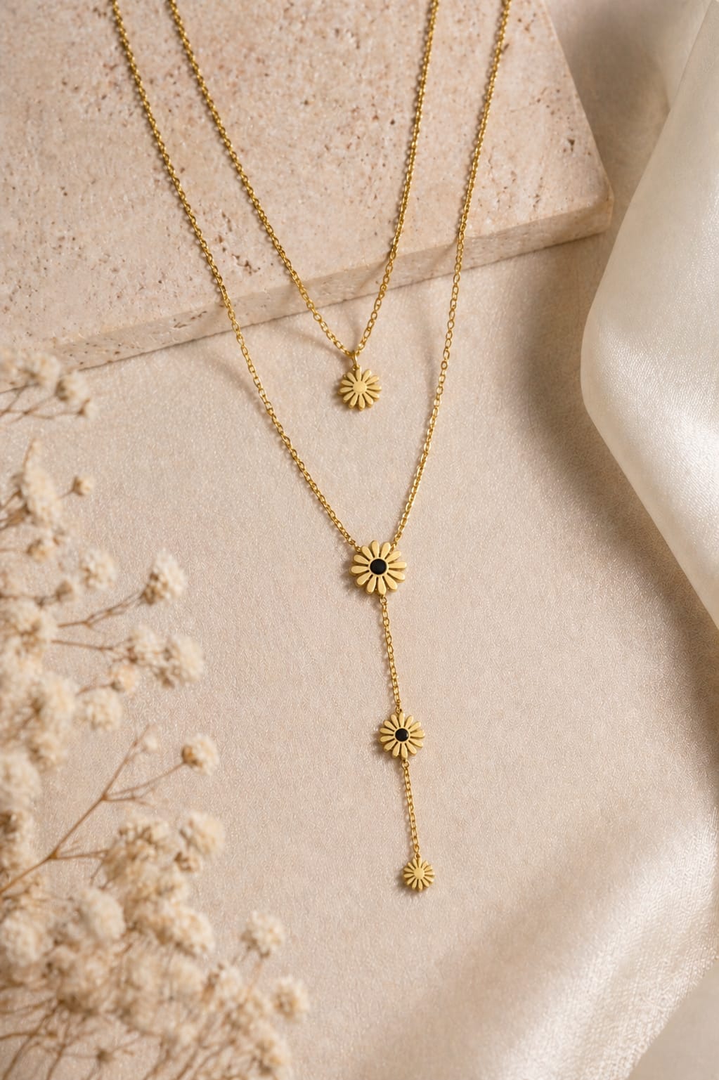 Layered Floral Charm Necklace