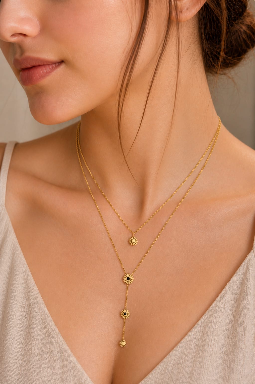Layered Floral Charm Necklace