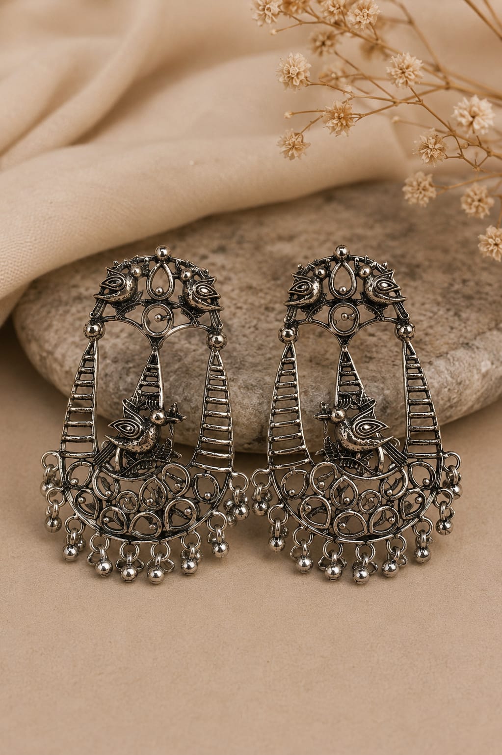 Tribal Peacock Chandbali Earrings